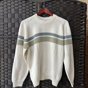Lacoste Mens Vintage Pull-Over Knit Sweater Cream Size 3